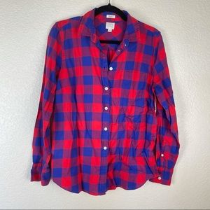 J. Crew Red Blue Long Sleeve Flannel Button Down